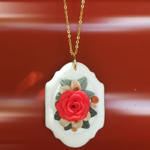 Floral pendant selection Χειροποίητο μενταγιόν - επιχρυσωμένα, πηλός, λουλούδι, ατσάλι, μενταγιόν - 4
