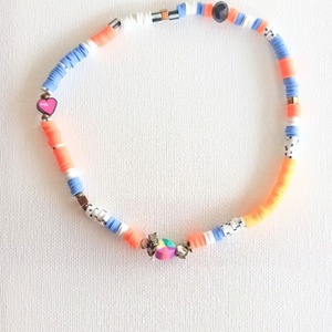 ΝΕΟΝ Summer Collection|Beaded Necklace | Polymer Clay beads - Hematite - Jasper| Orange, Blue, Yellow |Multi Colors - ημιπολύτιμες πέτρες, χάντρες, σταθερά