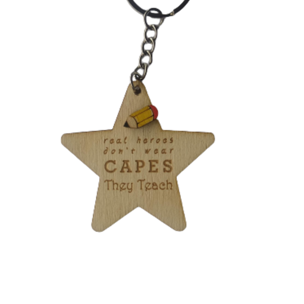 Μπρελόκ αστέρι για τον δάσκαλο ή τη δασκάλα - ξύλο, για δασκάλους