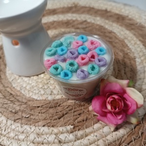 Νέο χειροποίητο soft wax melts γάλα με δημητριακά με σπάνιο άρωμα Fruit loops ,130 γρ - αρωματικά κεριά