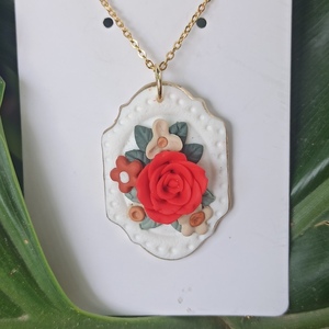 Floral pendant selection - επιχρυσωμένα, πηλός, λουλούδι, ατσάλι, μενταγιόν - 2