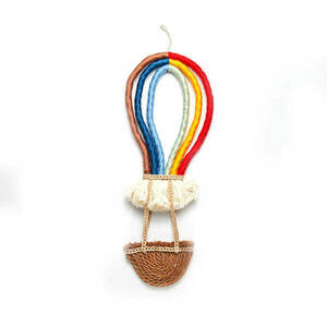 Πλεκτό Διακοσμητικό Τοίχου "Αερόστατο" - Πολύχρωμο - δώρο, μακραμέ, boho, διακοσμητικά