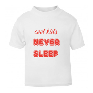 T-shirt λευκό κοντομάνικο για αγόρια κ κορίτσια| 100% βαμβάκι|cool kids never sleep - κορίτσι, αγόρι, παιδικά ρούχα