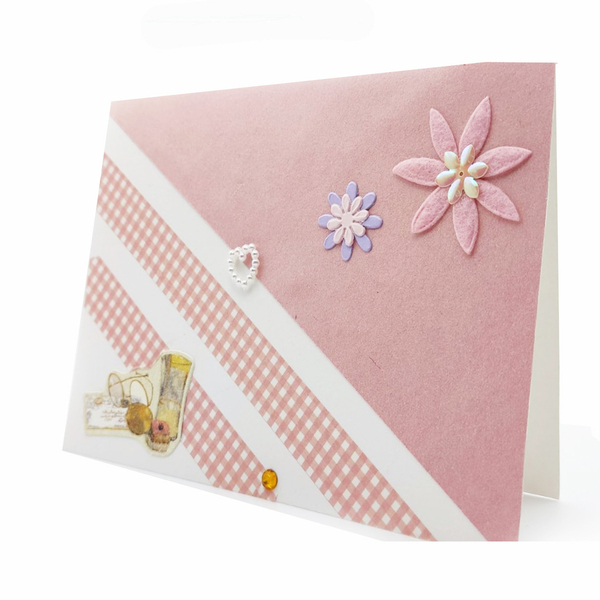 Ευχετήρια Κάρτα με σχέδιο ρόζ - γυναικεία, γενέθλια, επέτειος, γενική χρήση - 2