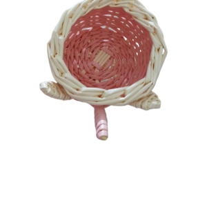 Μονοκερος ροζ καλαθάκι πλεκτό από χάρτινες βέργες - 3