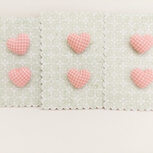 Σκουλαρίκια καρδιά ροζ καρο 2×2εκ.με καρφάκι - ύφασμα, καρφωτά, μικρά, καρφάκι, φθηνά - 3
