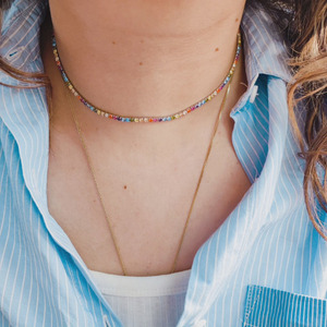 Rainbow riviera necklace ασήμι 925° - ασήμι 925, κοντά, layering, candy, επιπλατινωμένα