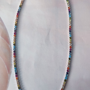 Rainbow riviera necklace ασήμι 925° - ασήμι 925, κοντά, layering, candy, επιπλατινωμένα - 4