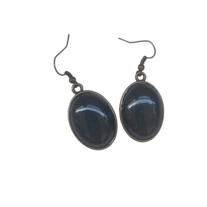 Σκουλαρίκια με μαύρη πέτρα - πλαστικό, halloween, κρεμαστά, γάντζος, φθηνά