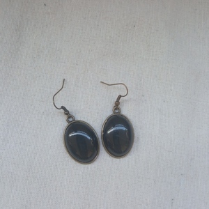 Σκουλαρίκια με μαύρη πέτρα - πλαστικό, halloween, κρεμαστά, γάντζος, φθηνά - 2