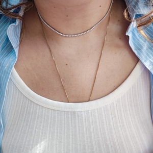 Riviera necklace Κολιέ Ριβιέρα από ασήμι 925° επιπλατινωμένο - ασήμι, αλυσίδες, ασήμι 925, κοντά, επιπλατινωμένα