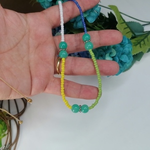 Χειροποίητο κολιέ με χάντρες seed beads - τσόκερ, χάντρες, κοντά, μπλε χάντρα - 2