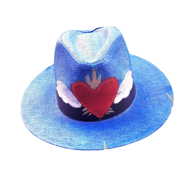 Καπέλο τύπου Panama "Heart!" - ψάθινα