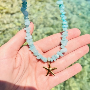 Star necklace - ημιπολύτιμες πέτρες, αστέρι, κοντά, ατσάλι, μενταγιόν - 2