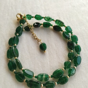 Cozumel emerald | κολιέ-τσόκερ με ημιπολύτιμες πέτρες - ημιπολύτιμες πέτρες, επιχρυσωμένα, τσόκερ - 2