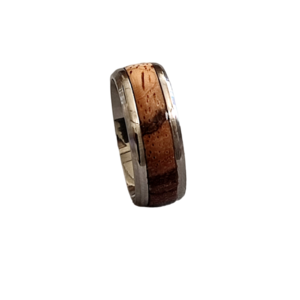 Ατσάλινο δακτυλίδι διακοσμημένο με ξύλο zebrano. - ατσάλι, boho, σταθερά, φθηνά