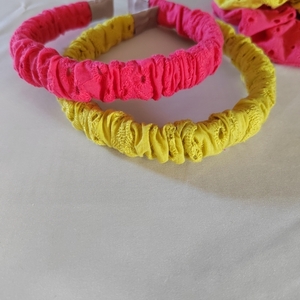 Χειροποίητη λεπτή scrunchie Στέκα μαλλιών καρπουζί μπροντερί λιλά 1 τμχ 40 εκ - ύφασμα, στέκες μαλλιών παιδικές, στέκες, δώρο γεννεθλίων - 3