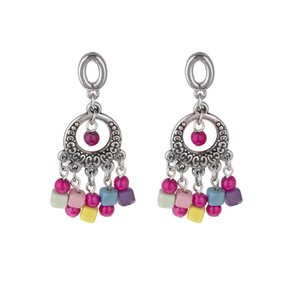 Σκουλαρίκια boho σε έντονα χρώματα από τη σειρά "COLOR" - ασήμι, ημιπολύτιμες πέτρες, boho, κρεμαστά, μεγάλα