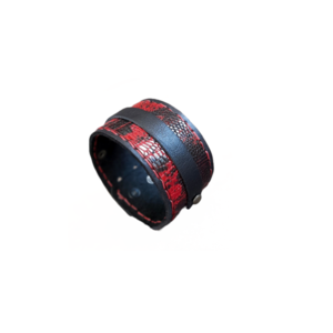 Φαρδύ Αντρικό Μαύρο Κόκκινο Δερμάτινο Βραχιόλι Snakeskin, 5 Χ 22 εκ - δέρμα, βραχιόλια