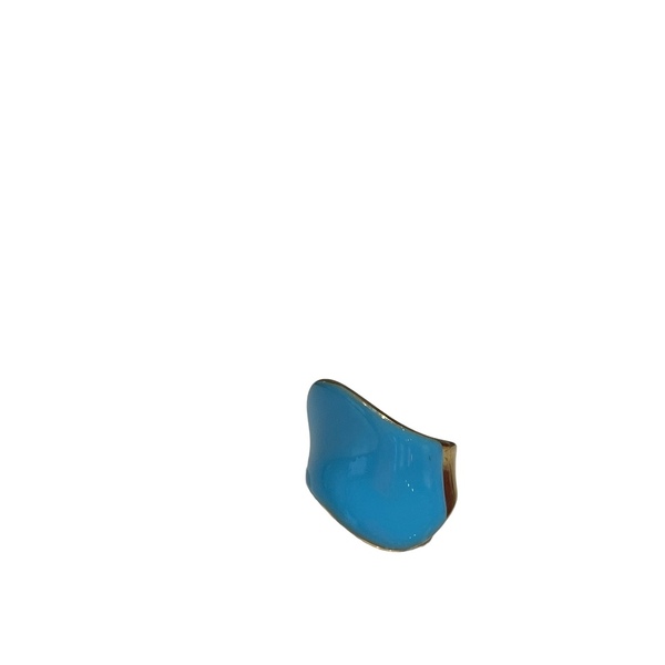 Ατσάλινο δαχτυλίδι με σμάλτο skyblue - επιχρυσωμένα, σμάλτος, ατσάλι - 3