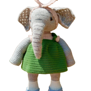 Ελέφαντας με φουστάνι 32εκ - λούτρινα, παιχνίδια, amigurumi, δώρο έκπληξη, δώρο γεννεθλίων - 3