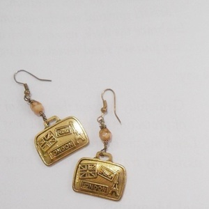 Σκουλαρίκια με μεταλλικά στοιχεία και χάντρες Travel earrings - γυαλί, μικρά, μεταλλικά στοιχεία, κρεμαστά, γάντζος