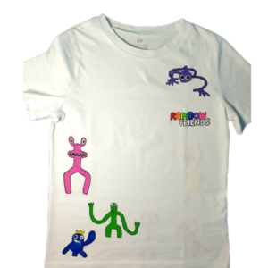 T-shirt rainbow friends ζωγραφισμένο στο χέρι! - ζωγραφισμένα στο χέρι, t-shirt, χειροποίητα, 100% βαμβακερό - 5