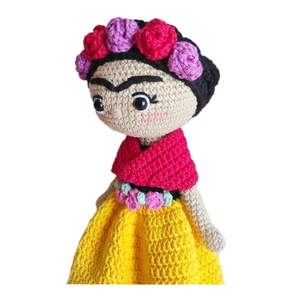 Χειροποίητη πλεκτή κούκλα Frida Kahlo - crochet, λούτρινα, amigurumi - 2