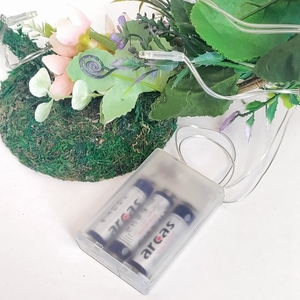 Επιτραπέζιο διακοσμητικό στεφάνι με φωτάκια - ύφασμα, λουλούδια, διακοσμητικά - 4