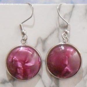 Σκουλαρίκια με plexi glass, κρεμαστά Purple fuscia plexi glass earrings - plexi glass, ελαφρύ, κρεμαστά, γάντζος - 3