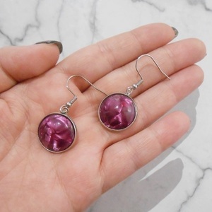 Σκουλαρίκια με plexi glass, κρεμαστά Purple fuscia plexi glass earrings - plexi glass, ελαφρύ, κρεμαστά, γάντζος - 4
