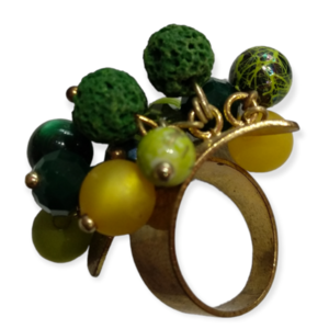 Χειροποίητο γυναικείο δαχτυλίδι με χάντρες, από κράμα μετάλλων -RIN17 - ορείχαλκος, χάντρες, μεγάλα, αυξομειούμενα - 2
