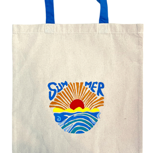 Canvas Tote Bag ζωγραφισμένη στο χέρι - Summer Sunset - ύφασμα, ώμου, all day, tote, πάνινες τσάντες