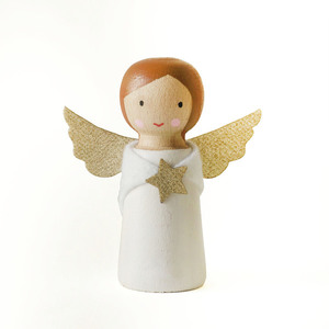 Ξύλινος άγγελος - 9 εκ - ξύλο, διακοσμητικά, αγγελάκι - 3