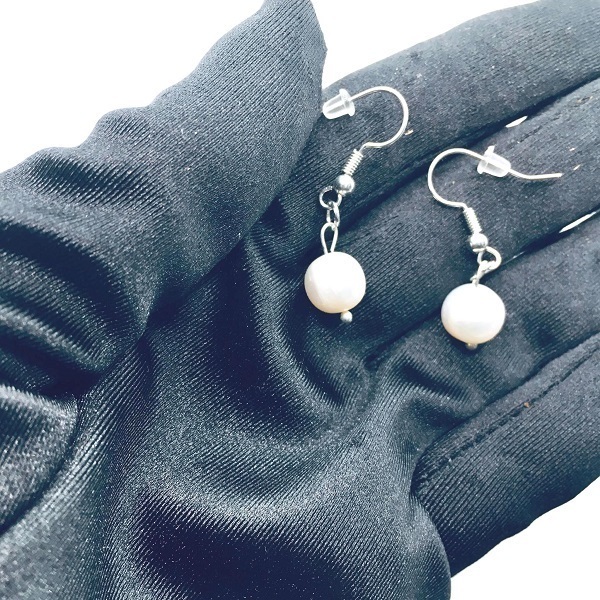 Χειροποίητα κρεμαστά σκουλαρίκια με φυσικά μαργαριτάρια (fresh water pearl) 3,5 εκ - ημιπολύτιμες πέτρες, μικρά, κρεμαστά, νυφικά - 2