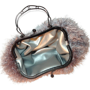 Χειροποίητη πλεκτή γυναικεία βραδινή τσάντα χειρός γκρι -KK080 - νήμα, χειρός, πλεκτές τσάντες, μικρές - 3