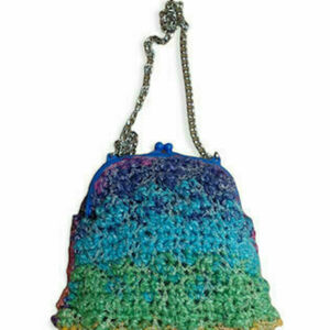Χειροποίητη πλεκτή γυναικεία καθημερινή τσάντα πουγκί ώμου πολύχρωμη -KK084 - νήμα, ώμου, πλεκτές τσάντες, μικρές - 3