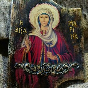 Χειροποίητη εικόνα σε ξύλο "Αγία Μαρίνα" - διακοσμητικά, εικόνες αγίων