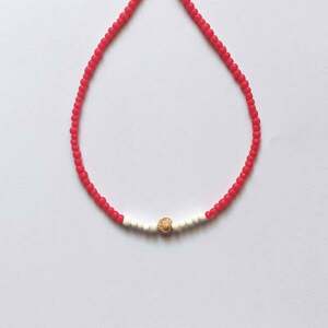 Red seashell necklace - κοχύλι, πηλός, κοντά - 2