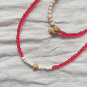Red sun necklace - κοχύλι, πηλός, κοντά, πέρλες - 3