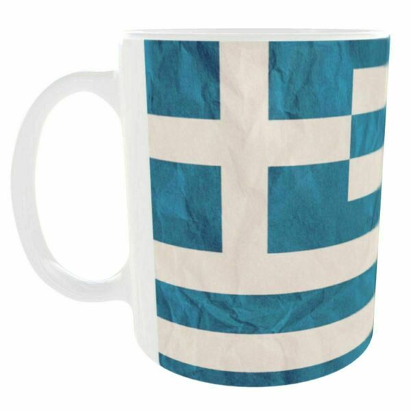 Κεραμική κούπα λευκή 325 ml με την Ελληνική σημαία - πορσελάνη, κούπες & φλυτζάνια