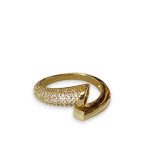 Δαχτυλίδι σε χρυσό χρώμα με ζιργκονάκια - ορείχαλκος, αυξομειούμενα