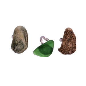 Σετ τριών δαχτυλιδιών με φυσικές πέτρες και γυαλί - γυαλί, πέτρες, σετ, αυξομειούμενα, φθηνά