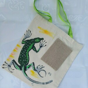 πάνινη τσάντα (tote bag) βαμβακερή, ζωγραφισμένη στο χέρι - ύφασμα, ώμου, all day, tote, πάνινες τσάντες