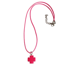 Cord necklace με σταυρό από χαολίτη, 27εκ. - ημιπολύτιμες πέτρες, σταυρός, τσόκερ, κοντά, δώρα για γυναίκες