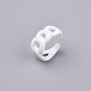Ανοιγόμενο Μεταλλικό Δαχτυλίδι λευκό - γεωμετρικά σχέδια, ατσάλι, αυξομειούμενα, φθηνά - 2