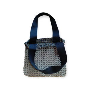 Χειροποίητη πλεκτή γυναικεία καθημερινή τσάντα χειρός μπλε -KA314 - νήμα, all day, χειρός, πλεκτές τσάντες, μικρές - 2