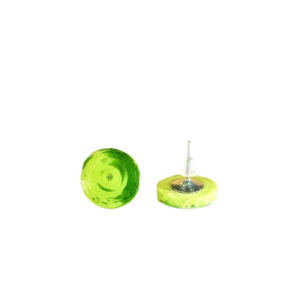 Σκουλαρίκια "Λαβύρινθος" πράσινα, διάμ: 2εκ. - χαρτί, χειροποίητα, καρφωτά, φθηνά - 2