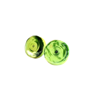 Σκουλαρίκια "Λαβύρινθος" πράσινα, διάμ: 2εκ. - χαρτί, χειροποίητα, καρφωτά, φθηνά - 5