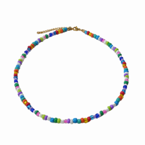 Κοντό κολιέ με πολύχρωμες χάντρες - αλυσίδες, επιχρυσωμένα, χάντρες, κοντά, φθηνά